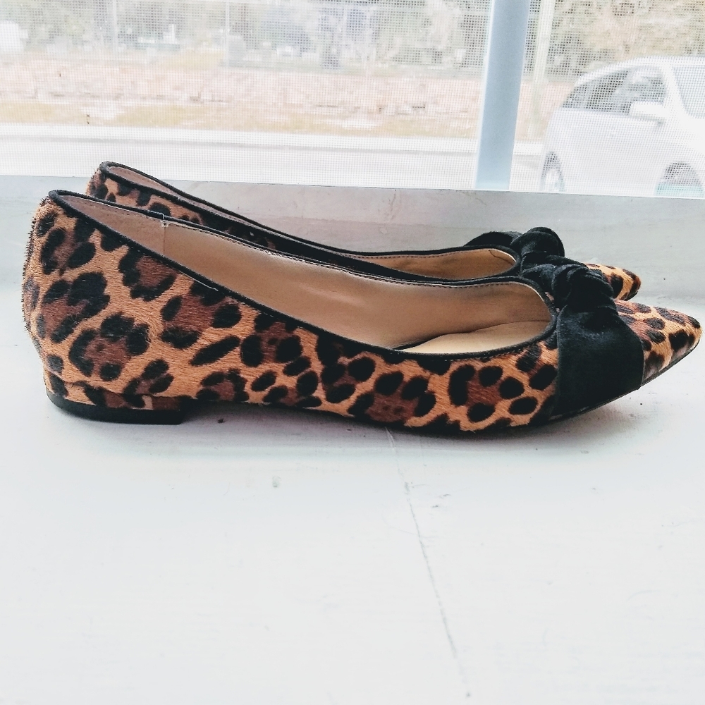 Ann Taylor Patricia Haircalf Leopard Bow Flats